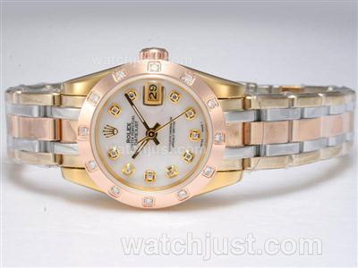 Rolex Masterpiece Automatic Three Tone with White Dial