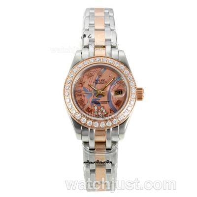Rolex Masterpiece Automatic Two Tone Diamond Bezel with Pink Dial