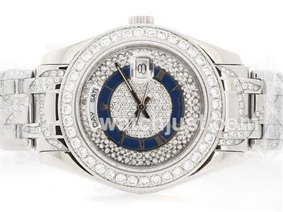 Rolex Masterpiece Automatic with Diamond Bezel and Blue Roman Marking-Same Structure As ETA Version-High Quality