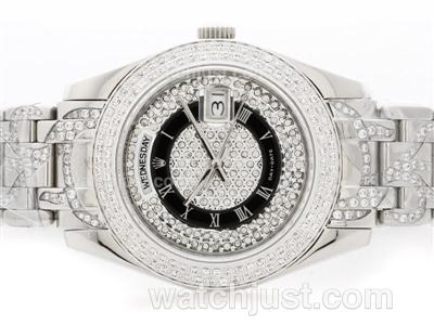 Rolex Masterpiece Automatic with Diamond Strap and Black Roman Markers-Same Structure As ETA Version-High Quality