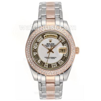Rolex Masterpiece II Automatic Two Tone Diamond Bezel Roman Markers with MOP Dial