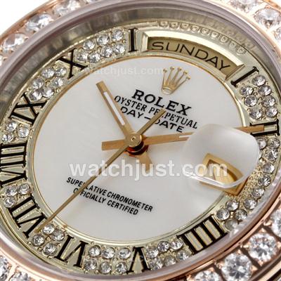 Rolex Masterpiece II Automatic Two Tone with Diamond Bezel and White MOP Dial -Roman Markers