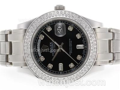 Rolex Masterpiece Swiss ETA 2836 Movement Diamond Bezel and Marking with Black Dial