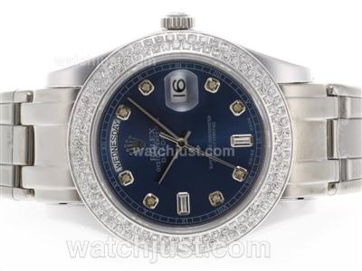 Rolex Masterpiece Swiss ETA 2836 Movement Diamond Bezel and Marking with Blue Dial