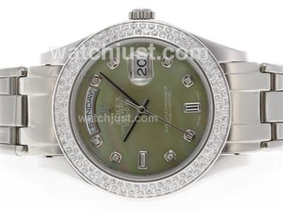 Rolex Masterpiece Swiss ETA 2836 Movement Diamond Bezel and Marking with Green MOP Dial