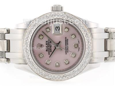 Rolex Masterpiece Swiss ETA 2836 Movement Diamond Bezel and Marking with Pink MOP Dial