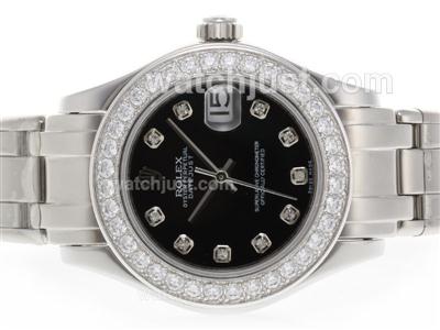 Rolex Masterpiece Swiss ETA 2836 Movement Diamond Marking and Bezel with Black Dial