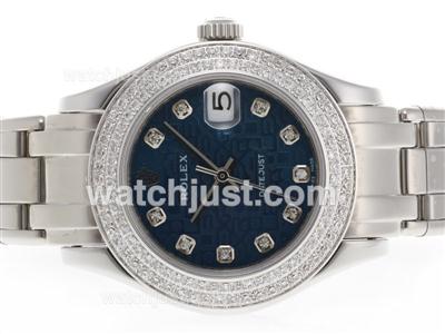 Rolex Masterpiece Swiss ETA 2836 Movement Diamond Marking and Bezel with Blue Computer Dial