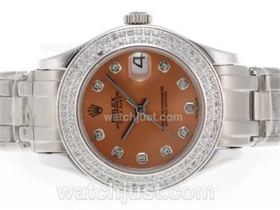 Rolex Masterpiece Swiss ETA 2836 Movement Diamond Marking and Bezel with Bronze Dial