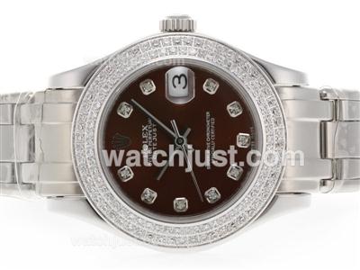 Rolex Masterpiece Swiss ETA 2836 Movement Diamond Marking and Bezel with Brown Dial