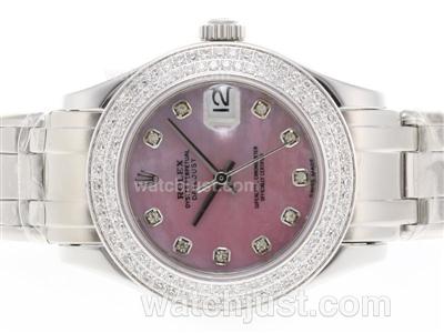 Rolex Masterpiece Swiss ETA 2836 Movement Diamond Marking and Bezel with Pink MOP Dial