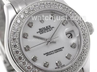 Rolex Masterpiece Swiss ETA 2836 Movement Diamond Marking and Bezel with White Dial