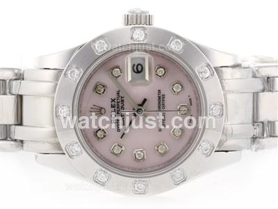 Rolex Masterpiece Swiss ETA 2836 Movement Diamond Marking with Pink MOP Dial