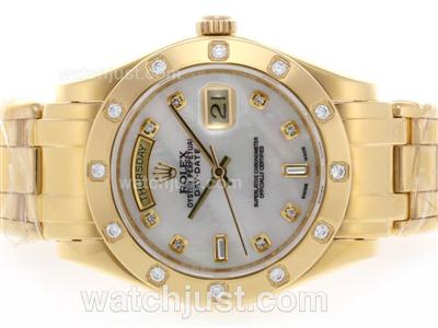 Rolex Masterpiece Swiss ETA 2836 Movement Full Gold Diamond Marking with MOP Dial