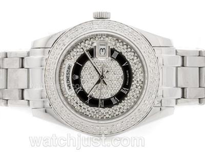 Rolex Masterpiece Swiss ETA 2836 Movement with Diamond Bezel and Dial-Black Roman Marking