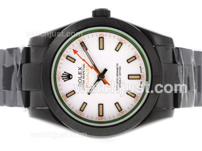 Rolex Milgauss Automatic Full PVD with White Dial-Orange Markers