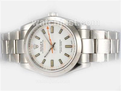 Rolex Milgauss Automatic with White Dial-Orange Marking
