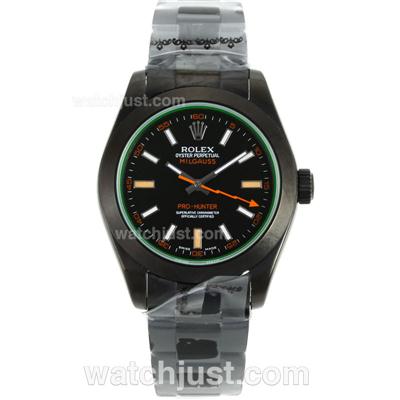 Rolex Milgauss Swiss ETA 3135 Movement Full PVD with White/Orange Markers