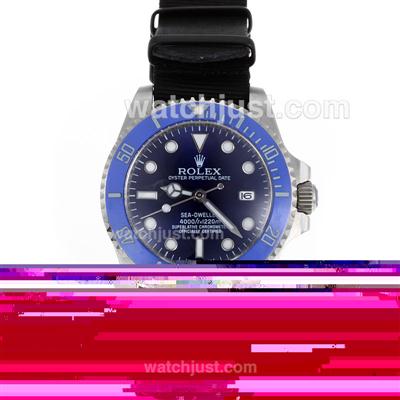 Rolex Sea-Dweller Automatic Blue Ceramic Bezel and Dial with Nylon Strap-Sapphire Glass