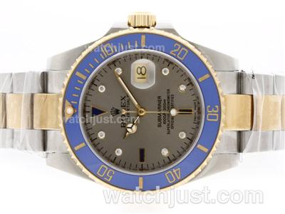 Rolex Submariner Automatic 18K Two Tone Plated with Gray Dial-Blue Ceramic Bezel
