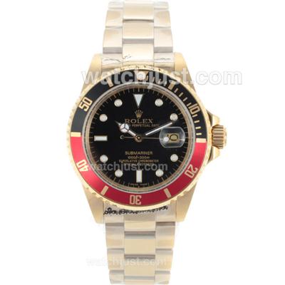 Rolex Submariner Automatic Full Gold Black/Red Bezel with Black Dial