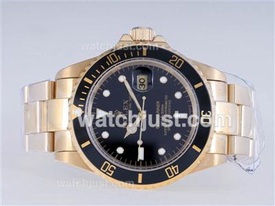 Rolex Submariner Automatic Full Gold with Black Dial and Bezel