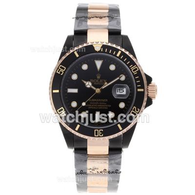 Rolex Submariner Automatic Full PVD with Black Dial-Rose Gold/PVD Strap