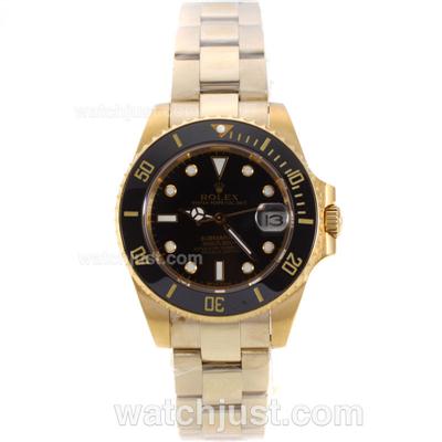 Rolex Submariner Automatic Full Yellow Gold with Black Bezel and Dial-Medium Size