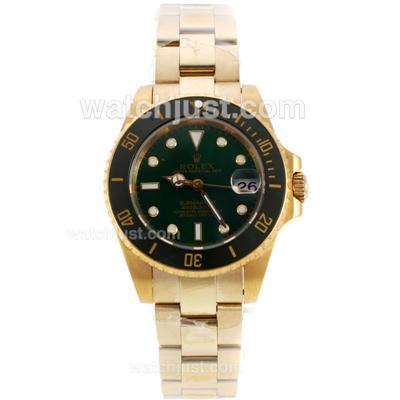 Rolex Submariner Automatic Full Yellow Gold with Green Bezel and Dial-Medium Size