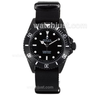 Rolex Submariner Automatic PVD Case with Black Dial-Nylon Strap