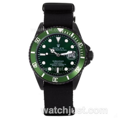 Rolex Submariner Automatic PVD Case with Green Dial and Bezel-Nylon Strap