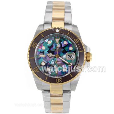Rolex Submariner Automatic Two Tone Brown Ceramic Bezel with Puzzle Style MOP Dial-Sapphire Glass