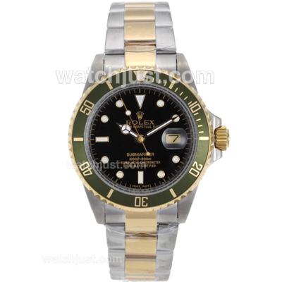 Rolex Submariner Automatic Two Tone with Black Dial and Green Bezel