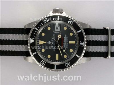 Rolex Submariner Automatic with Black Dial and Bezel-Nylon Strap Vintage Edition