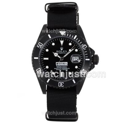 Rolex Submariner Comex Automatic PVD Case with Black Dial-Nylon Strap