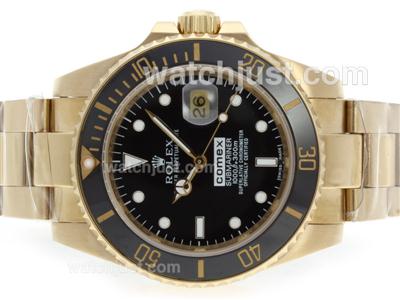 Rolex Submariner Comex Edition Automatic Full Gold with Black Dial-Ceramic Bezel