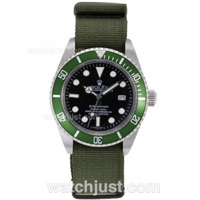 Rolex Submariner Swiss ETA 3135 Automatic Movement with Green Bezel and Nylon Strap