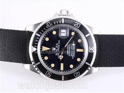 Rolex Submariner Tiffany & Co Automatic with Black Bezel and Dial Vintage Version-Black Nylon Strap