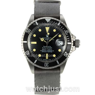 Rolex Submariner Tiffany & Co Automatic with Black Bezel and Dial Vintage Version-Gray Nylon Strap