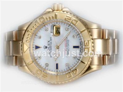 Rolex Yacht-Master Automatic Full Gold Diamond Marking with MOP Dial