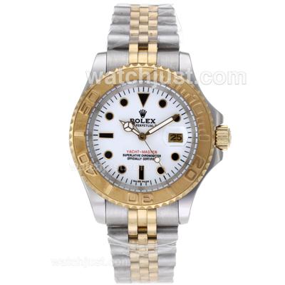 Rolex Yacht-Master Automatic Two Tone Black Markers with White Dial