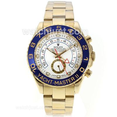 Rolex Yacht-Master II Automatic Gold Case Blue Ceramic Bezel with White Dial-10 Min Countdown Working-Same Chassis as ETA Version