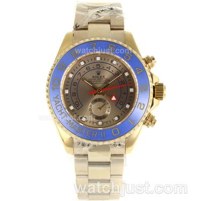 Rolex Yacht-Master II Working GMT Automatic Full Gold with Golden Dial-Blue Ceramic Bezel