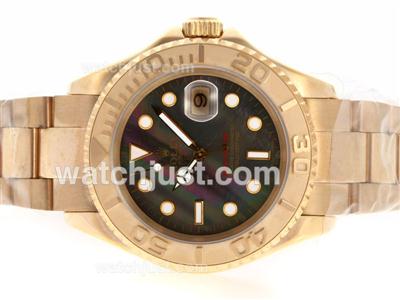 Rolex Yacht-Master Swiss ETA 2671 Movement Full Gold with Black MOP Dial