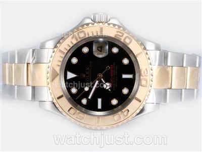 Rolex Yacht-Master Swiss ETA 2836 Movement 14K Wrapped Gold-Two Tone with Black Dial