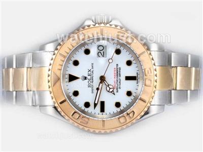 Rolex Yacht-Master Swiss ETA 2836 Movement 14K Wrapped Gold-Two Tone with White Dial