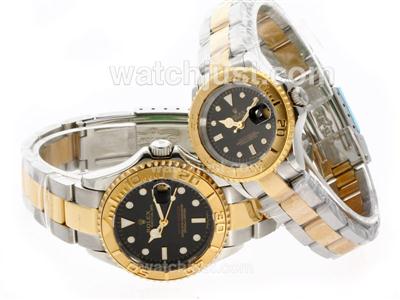 Rolex Yacht-Master Swiss ETA 2836 Movement Two Tone with Black Dial