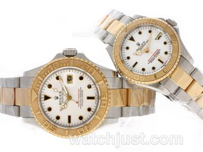 Rolex Yacht-Master Swiss ETA 2836 Movement Two Tone with White Dial