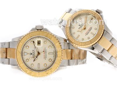 Rolex Yacht-Master Swiss ETA 2836 Movement Two Tone with Yellow Granite Dial