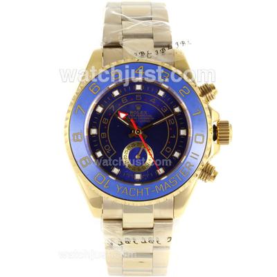 Rolex Yachtmaster II Working GMT Automatic Full Gold with Blue Dial-Blue Ceramic Bezel